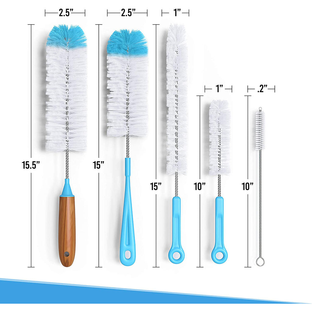 Long Bottle Brush Cleaner Set and Straw Brushes Plus Dish Scrubber for  Dishwashing (9 Pcs Set)… 